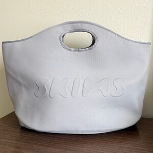 SKIMS Neoprene Tote Bag Swim Zip Top Grey Chrome Large